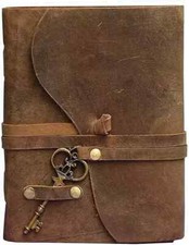 5X7 inch Leather Cover Travel Journal Handmade Paper NOTe Book Accent Key Blank