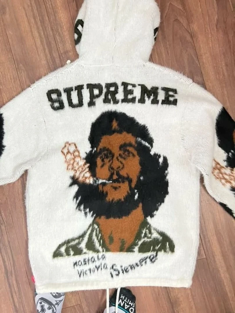 Supreme Che Hooded Zip Up Sweater white