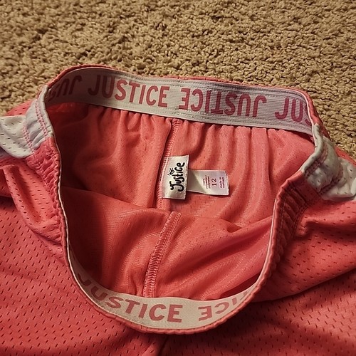 Lot of 2 Justice Girls Youth Size 12 Athletic Active Workout Shorts Blue & Pink - Picture 9 of 11