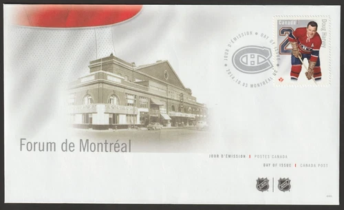 Canada #2787b, Original Six, NHL, Doug Harvey, First Day Cover, FDC 2014