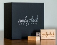 Custom Photography Wedding Day logo Maple Wood USB 2.0 Flash Drive Pen Black Box