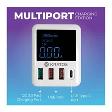 Kratos 40W QC3 PD3.0 4-Port Multiport USB Wall Charger Charging Station 100-240V