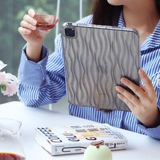 Shockproof Transparent 3D Ripple TPU Soft Gel Back Case Cover For Apple iPad
