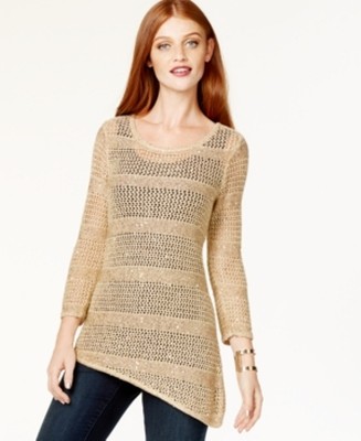 Inc International Concepts Women's Crochet Sequin Asymmetrical