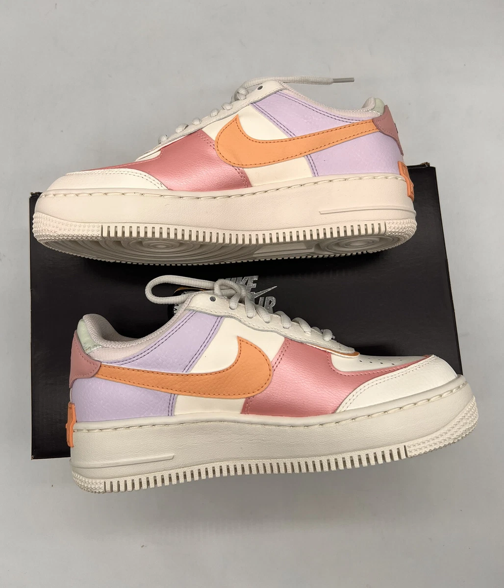 Nike Wmns AF1 Shadow Air Force 1 AF1 Women Sail Pink Glaze Orange Size 7.5 W 6 M