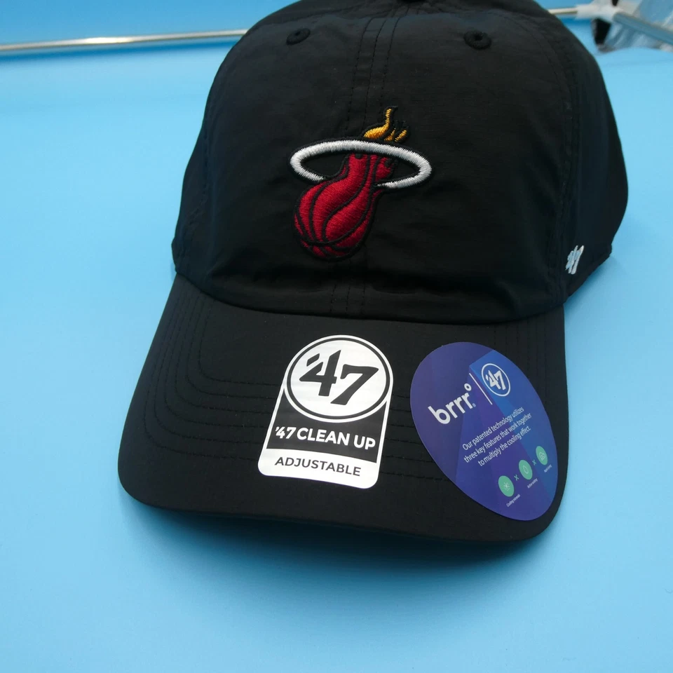 '47 Brand Miami Heat Hat Mens Back Strap Black Running Cap Basketball NBA New - Image 3 of 4