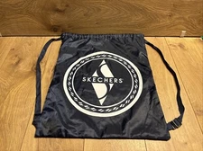 SKECHERS Blue White Lightweight Cinch Top Back Pack Gym Tote Bag Sack