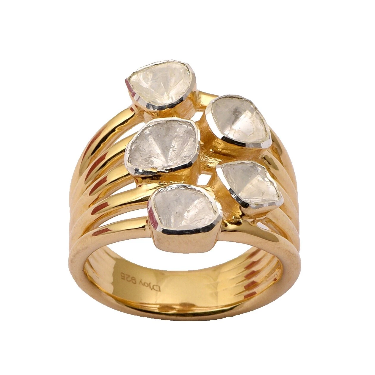 Модные кольца с натуральными золотыми камнями