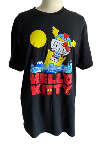 Hello Kitty Transformer Robot Black T- shirt Size L NWOT