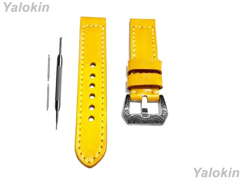 Yellow Brushed Leather Band Strap for Garmin D2 Air and Vivomove 3 -B20 - Picture 4 of 9