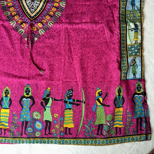 Women African Print Dashiki Short Caftan Dress Beach Cover Up Kimono Free Size - Picture 3 of 13
