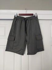 Men's Moisture-Wicking Casual Cargo Shorts with Elastic Waist Size S/M Gray