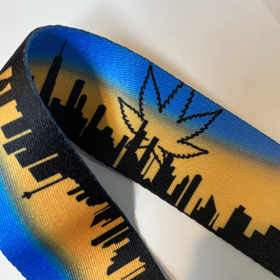 Синий желтый гитарный ремень контур City Skyline Dank Lid Hemp Leaf - Изображение 4 из 4