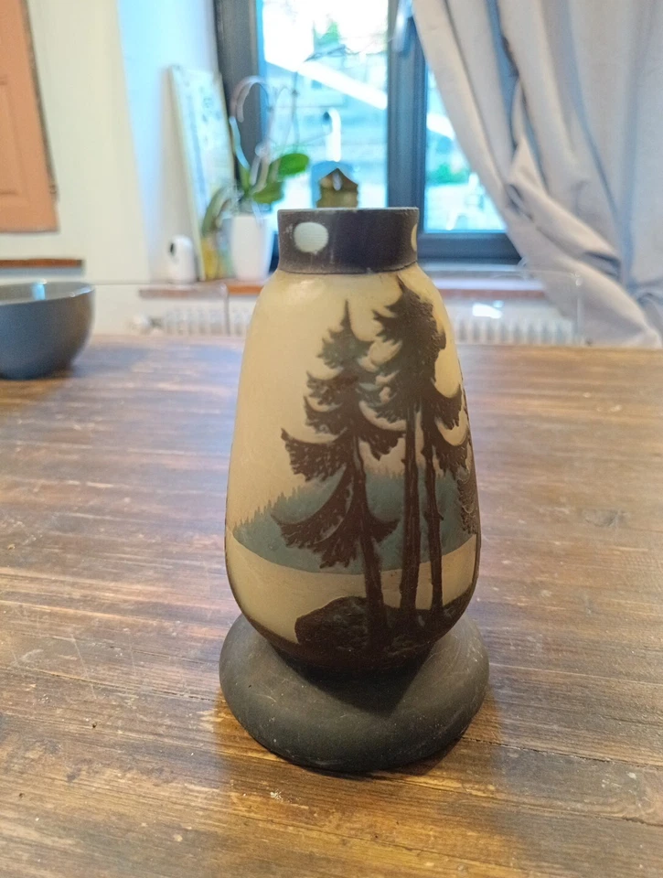 Muller Freres Lunéville Pied De Lampe  Dégagée Acide Paysage Vosges K3 - Photo 3/4