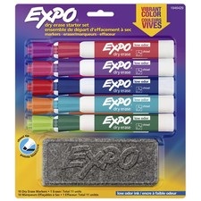 Low Odor Dry Erase Marker Starter Set with White Board Eraser, Chisel Tip Dry...
