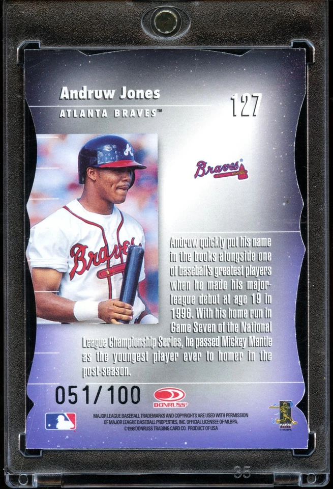 1998 Donruss Elite Generations Andruw Jones #127 Status /100 - Image 2 of 2