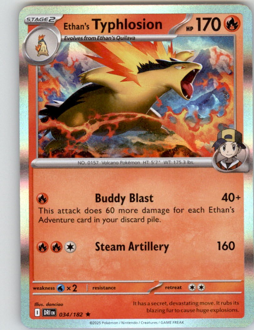 Pokemon Ethan's Typhlosion Rare Holofoil DRI 034/182 NM