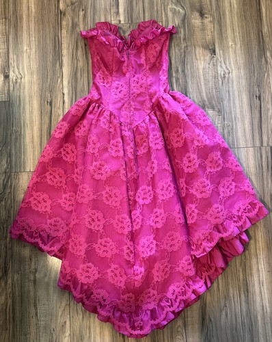 Vintage NEW LEAF By SAMIR Pink Lace Cocktail Dress Strapless Ruffle Sz 3/4 - Picture 5 of 6