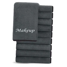 Cosy Family 10 Pack Makeup Remover Wash Cloths - 12x12 Inch (Pack of 10) Black