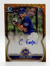2023 Bowman Chrome Prospect 1st Gold Shimmer Chase Estep RC Auto 6/50 Mets