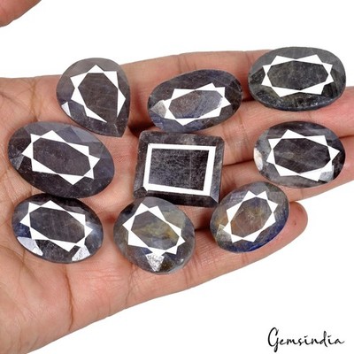 9 Stück Naturschwarz Saphir Mix Schnitt Locker Unbehandelt 26mm-34mm Edelsteine