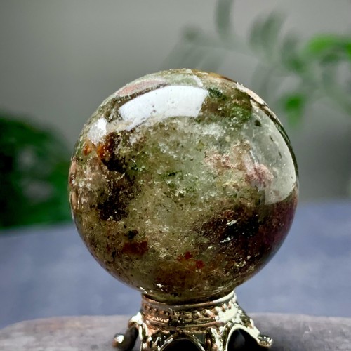 25G Natural Green Ghost Crystal Quartz Ball Crystal Sphere Mineral Specimen - Picture 15 of 21
