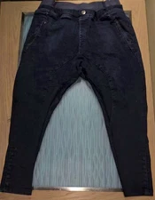 Copper Rivet Denim Factory Snap Button Hem Jogger Pants 34x29 Blue Stretch