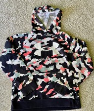 Under Armour Rival Fleece Printed Hoodie Pullover Front Pocket - Youth SIZE L