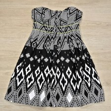 Y2k Black White Strapless Bustier Button up Babydoll Sleaze Clubwear  Dress M 