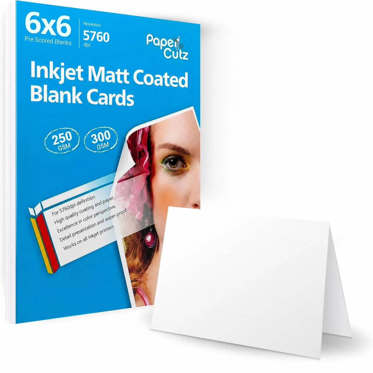 Tarjetas en blanco mate de inyección de tinta PAPERCUTZ 250 y 300 GSM tarjetas de felicitación pre-puntuadas