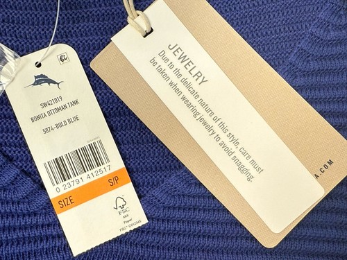 NWT Tommy Bahama Bonita Ottoman V-Neck Tank - Bold Blue- S Beach Hawaii Resort - Picture 5 of 10