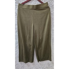 NWT Elie Tahari Wide Leg Olive Green Modal Crop Pants Soft Wicking Lagenlook Lrg