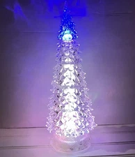 Light Up Tabletop Acrylic Christmas Tree 12.5” LED Color Changing TESTED