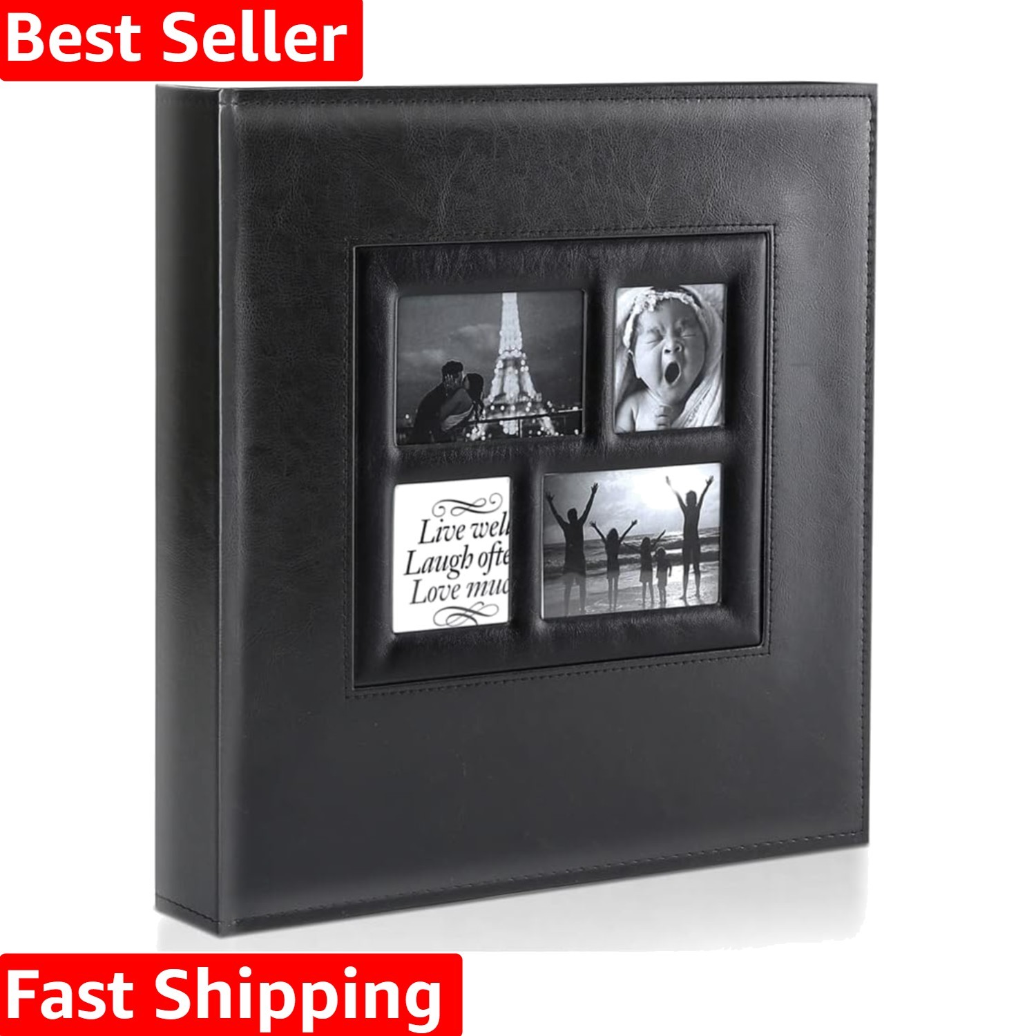 Large Capacity Leather Photo Album - Holds 500 4x6 Wedding & Family Photos