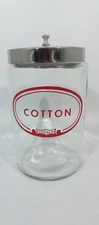 Glasco Cotton Ball Canister Apothecary Jar Glass Lid Medical Doctor Office