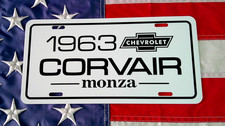 White 1963 Chevrolet Corvair Monza License Plate Tag 63 Chevy Turbo Sport Coupe