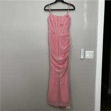 HOUSE OF CB Romola Maxi Cocktail Dress Pink Size Small