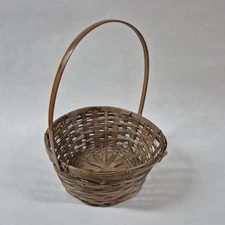 Small Brown Decorative Wicker Basket 9 Inch Diameter 13 inches Tall