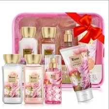 Bath and Body Gift Set for Women & Girls, Rose 4PCS Set for - Shower Gel, Body L