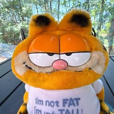 RARE 9" 1981 DAKIN Garfield CAT I'm Not Fat Shirt Plush PLUSHIE Toy FIGURE VTG