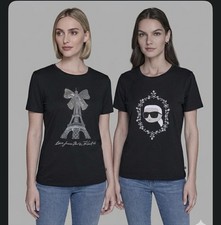 Lote Of 2 Karl Lagerfeld Paris Women  s Graphic T-Shirts Size S NWT