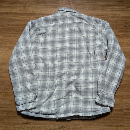Wrangler Sherpa Lined Flannel Shirt Jacket Shacket Men Medium Gray Plaid Outdoor - Picture 8 of 11