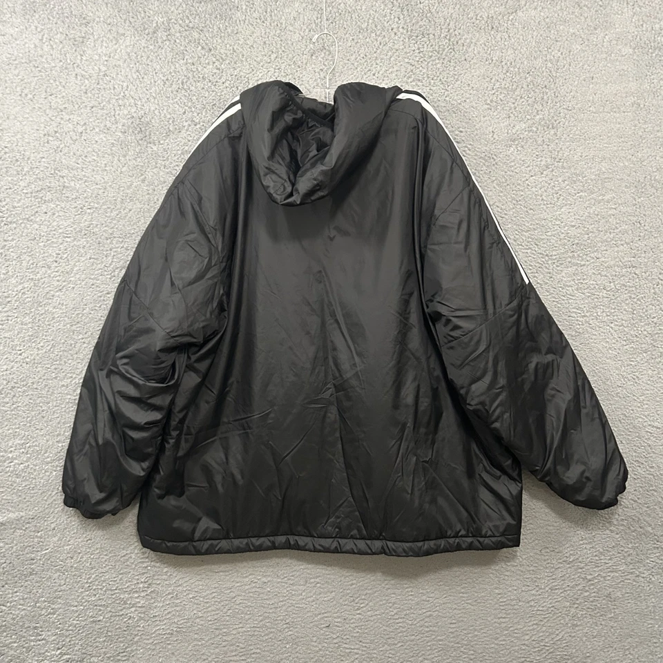 Jaqueta Adidas Masculina 4XL XXXXL Preta Branca Essentials Isolada com Capuz Zíper Completo - Imagem 2 de 4