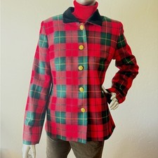 Vintage Talbots Red  Green Plaid Tartan 90's Y2K Blazer Wool Jacket