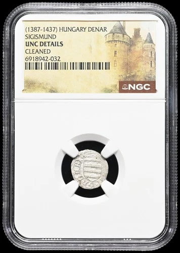 HUNGARY. Sigismund of Luxembourg, 1387-1437. Silver Denar, NGC MS UNC Details