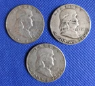 3 Franklin Half Dollars (2) 1951 P and (1) 1951 D - US Coins 90% Silver
