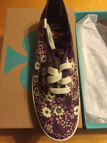 $75 NWT KATE SPADE X KEDS WOMEN PURPLE DITSY FLORAL SLIPON SNEAKERS SIZE 6.5M S1 - Picture 5 of 11
