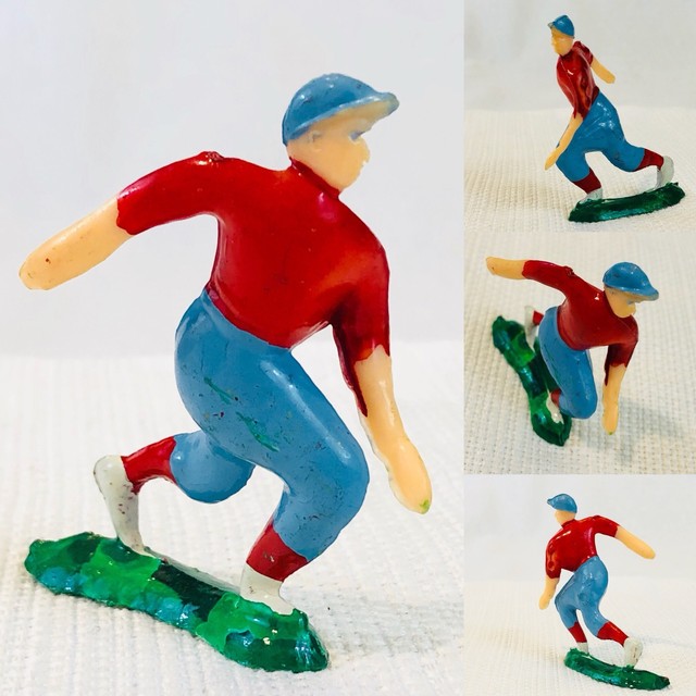 Vintage Baseball Player Figurine Premium 2" Plastic Hand Painted 1950s