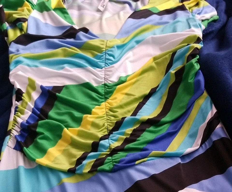 NEW Large Green Blue Yellow DESIGN Dress Also in Small & Large check listings - Image 3 of 4