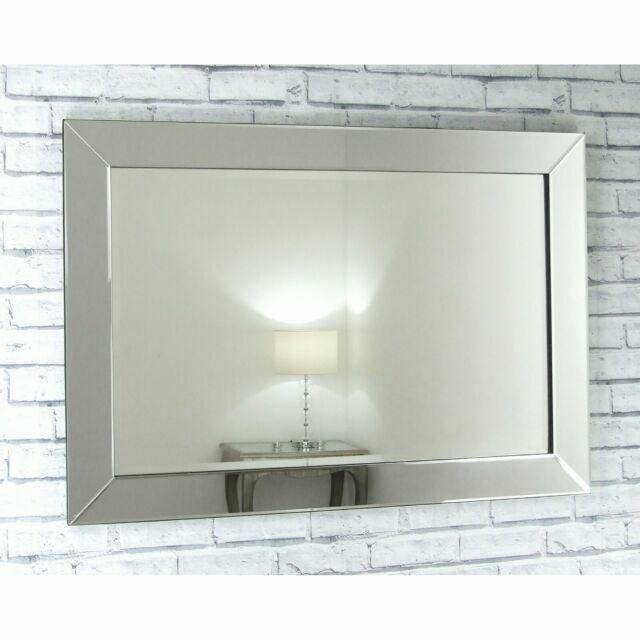 Lara Extra Large Silver Glass Rectangle, Extra Large Glass Framed Mirror